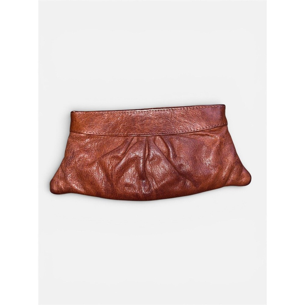 Lauren Merkin Pleated Leather Clutch Purse, Brown